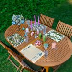 - Servis4lu-SetRyl19-Gorsel - Realhomes 4'lü Düz Çizgili Tropik Yapraklar Özel Tasarımlı Sunumluk - Sunum Altlığı - Amerikan Servis Seti Realhomes