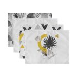 4'lü Geometrik Üçgen Tasarımlı Tropik Yaprak Motifli Dijital Baskılı Sunumluk - Sunum Altlığı - Amerikan Servis Seti Realhomes