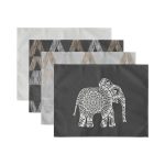 - Servis4lu-SetRyl20-Gorsel-2 - Realhomes 4'lü Etnik Motifli Fil Tasarımlı Dijital Baskılı Sunumluk - Sunum Altlığı - Amerikan Servis Seti Realhomes