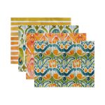 - Servis4lu-SetRyl27-Gorsel-2 - Realhomes 4'lü Turuncu Yeşil Renkli Suluboya Tasarımlı Dekoratif Sunumluk - Sunum Altlığı - Amerikan Servis Seti Realhomes