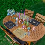 - Servis4lu-SetRyl3-Gorsel - Realhomes 4'lü Lacivert Hardal Çiçek Figürlü Özel Tasarım Dekoratif Sunumluk - Sunum Altlığı - Amerikan Servis Seti Realhomes