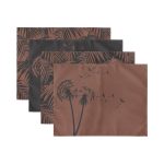 - Servis4lu-SetRyl31-Gorsel-2 - Realhomes 4'lü Koyu Temalı Tropik Yaprak Karahindiba Tasarımlı Sunumluk - Sunum Altlığı - Amerikan Servis Seti Realhomes