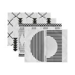 4'lü Siyah Beyaz Geometrik Çizgili Dekoratif Sunumluk - Sunum Altlığı - Amerikan Servis Seti Realhomes