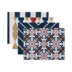 - Servis4lu-SetRyl34-Gorsel-2 - Realhomes 4'lü Lacivert Renkli Sanatsal Motifli Dijital Baskılı Sunumluk - Sunum Altlığı - Amerikan Servis Seti Realhomes