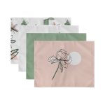 4'lü Onedraw Çiçek Tasarımlı Silüet Motifli Dekoratif Sunumluk - Sunum Altlığı - Amerikan Servis Seti Realhomes