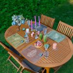 - Servis4lu-SetRyl4-Gorsel - Realhomes 4'lü Renkli Zeminler Tropik Yaprak Figürlü Özel Tasarım Sunumluk - Sunum Altlığı - Amerikan Servis Seti Realhomes