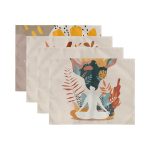 - Servis4lu-SetRyl41-Gorsel-2 - Realhomes 4'lü Tropik Yapraklar Kadın Tasarımlı Dijital Baskılı Modern Sunumluk - Sunum Altlığı - Amerikan Servis Seti Realhomes