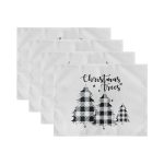 - Servis4lu-SetRyl46-Gorsel-2 - Realhomes 4'lü Siyah Beyaz Ekose Motifli Christmas Temalı Modern Sunumluk - Sunum Altlığı - Amerikan Servis Seti Realhomes