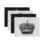 4'lü Siyah Beyaz Temalı Kral Tacı Tasarımlı Dijital Baskılı Sunumluk - Sunum Altlığı - Amerikan Servis Seti Realhomes