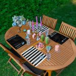 4'lü Siyah Beyaz Çizgili Düz Siyah Özel Tasarımlı Modern Sunumluk - Sunum Altlığı - Amerikan Servis Seti Realhomes