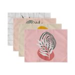 4'lü Tropik Yapraklar Onedraw Temalı Dijital Baskılı Dekoratif Sunumluk - Sunum Altlığı - Amerikan Servis Seti Realhomes