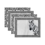 - Servis4lu-SetRyl97-Gorsel-2 - Realhomes 4'lü Siyah Beyaz Damalı Zebra ve Geyik Tasarımlı Dekoratif Sunumluk - Sunum Altlığı - Amerikan Servis Seti Realhomes