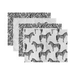 - Servis4lu-SetRyl98-Gorsel-2 - Realhomes  4'lü Siyah Beyaz Zebra Temalı Özel Tasarım Dijital Baskılı Modern Sunumluk - Sunum Altlığı - Amerikan Servis Seti Realhomes