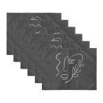 - RealHomes Özel Tasarım 6'lı Amerikan Servis Takımı - Realhomes 6'lı Oneline Silüet Çizimli Dijital Baskılı Sunum Altlığı - Amerikan Servis Seti Realhomes