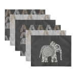 - RealHomes Özel Tasarım 6'lı Amerikan Servis Takımı - Realhomes  6'lı Etnik Motifli Fil Tasarımlı Dijital Baskılı Sunum Altlığı - Amerikan Servis Seti Realhomes