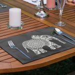 - RealHomes Özel Tasarım 6'lı Amerikan Servis Takımı - Realhomes 6'lı Karakalem Etnik Fil Motifli Tropik Yaprak Tasarımlı Sunum Altlığı - Amerikan Servis Seti Realhomes