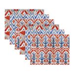 - RealHomes Özel Tasarım 6'lı Amerikan Servis Takımı - Realhomes 6'lı Kırmızı Mavi Suluboya Tasarımlı Dijital Baskuılı Sunum Altlığı - Amerikan Servis Seti Realhomes