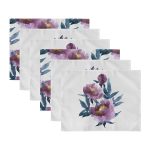 - RealHomes Özel Tasarım 6'lı Amerikan Servis Takımı - Realhomes 6'lı Eflatun Renkli Gül Tasarımlı Dijital Baskılı Modern Sunum Altlığı - Amerikan Servis Seti Realhomes