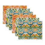 - RealHomes Özel Tasarım 6'lı Amerikan Servis Takımı - Realhomes 6'lı Turuncu Yeşil Renkli Suluboya Tasarımlı Dekoratif Sunum Altlığı - Amerikan Servis Seti Realhomes