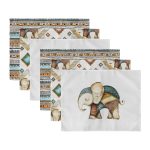 - RealHomes Özel Tasarım 6'lı Amerikan Servis Takımı - Realhomes  6'lı Etnik İskandinav Motifli Fil Tasarımlı Modern Sunum Altlığı - Amerikan Servis Seti Realhomes