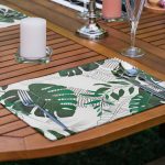 - RealHomes Özel Tasarım 6'lı Amerikan Servis Takımı - Realhomes 6'lı Siyah Beyaz Çizgili Tropik Yapraklar Özel Tasarım Modern Sunum Altlığı - Amerikan Servis Seti Realhomes