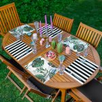 - RealHomes Özel Tasarım 6'lı Amerikan Servis Takımı - Realhomes 6'lı Siyah Beyaz Çizgili Tropik Yapraklar Özel Tasarım Modern Sunum Altlığı - Amerikan Servis Seti Realhomes