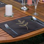 - RealHomes Özel Tasarım 6'lı Amerikan Servis Takımı - Realhomes 6'lı Lacivert Hardal Çiçek Figürlü Özel Tasarım Dekoratif Sunum Altlığı - Amerikan Servis Seti Realhomes