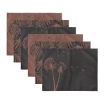 - RealHomes Özel Tasarım 6'lı Amerikan Servis Takımı - Realhomes 6'lı Koyu Temalı Tropik Yaprak Karahindiba Tasarımlı Sunum Altlığı - Amerikan Servis Seti Realhomes