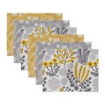 - RealHomes Özel Tasarım 6'lı Amerikan Servis Takımı - Realhomes 6'lı Sarı Gri Tropik Çiçekler Özel Tasarımlı Dekoratif Sunum Altlığı - Amerikan Servis Seti Realhomes
