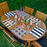 6'lı Lacivert Renkli Sanatsal Motifli Dijital Baskılı Sunum Altlığı - Amerikan Servis Seti Realhomes