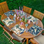 - RealHomes Özel Tasarım 6'lı Amerikan Servis Takımı - Realhomes 6'lı Suluboya Temalı Tropik Yaprak Tasarımlı Dijital Baskılı Sunum Altlığı - Amerikan Servis Seti Realhomes