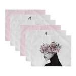 - RealHomes Özel Tasarım 6'lı Amerikan Servis Takımı - Realhomes 6'lı Kadın Silüet Motifli Özel Tasarım Dijital Baskılı Sunum Altlığı - Amerikan Servis Seti Realhomes