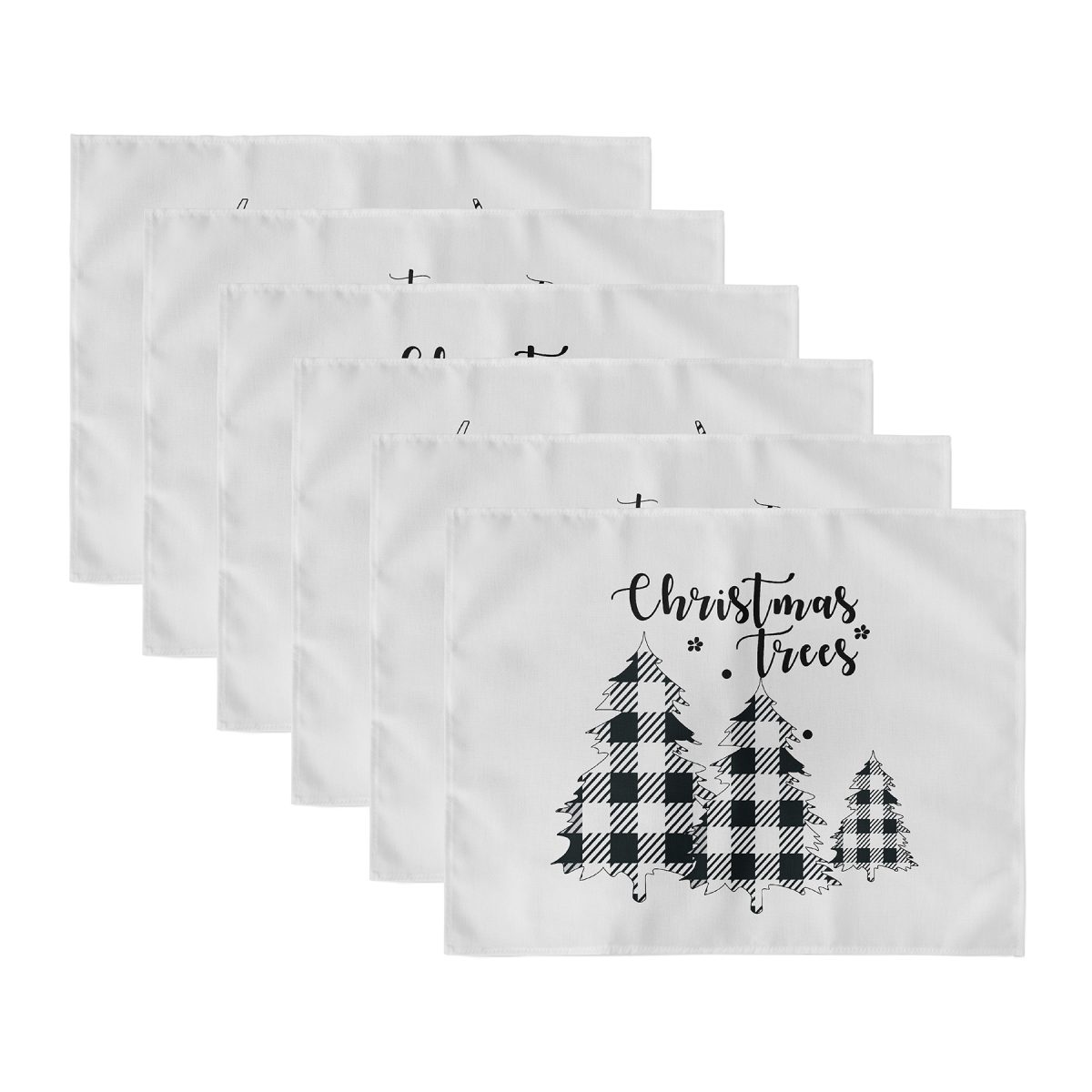 6'lı Siyah Beyaz Ekose Motifli Christmas Temalı Modern Sunum Altlığı - Amerikan Servis Seti Realhomes
