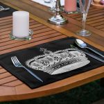 6'lı Siyah Beyaz Temalı Kral Tacı Tasarımlı Dijital Baskılı Sunum Altlığı - Amerikan Servis Seti Realhomes