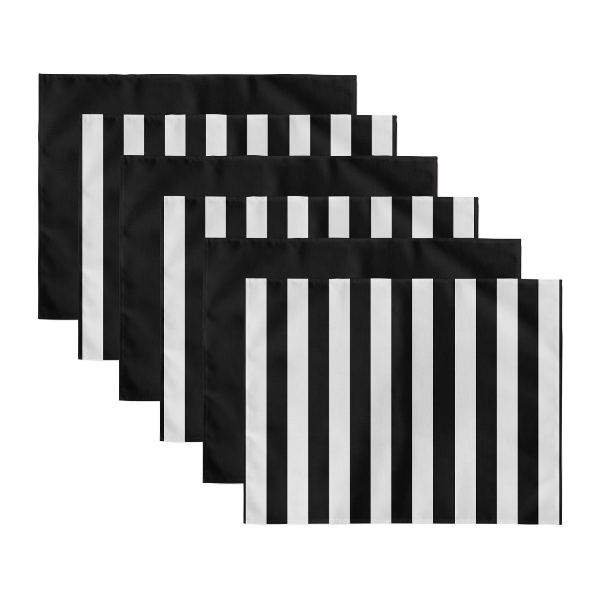6'lı Siyah Beyaz Çizgili Düz Siyah Özel Tasarımlı Modern Sunum Altlığı - Amerikan Servis Seti Realhomes