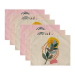 - RealHomes Özel Tasarım 6'lı Amerikan Servis Takımı - Realhomes 6'lı Tropik Yapraklar Onedraw Temalı Dijital Baskılı Dekoratif Sunum Altlığı - Amerikan Servis Seti Realhomes