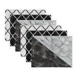 - RealHomes Özel Tasarım 6'lı Amerikan Servis Takımı - Realhomes 6'lı Siyah Beyaz Ogea Motifli Mermer Tasarımlı Sunum Altlığı - Amerikan Servis Seti Realhomes