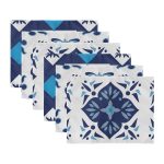 - RealHomes Özel Tasarım 6'lı Amerikan Servis Takımı - Realhomes  6'lı Mavi Çini Motifli Dijital Baskılı Dekoratif Sunum Altlığı - Amerikan Servis Seti Realhomes