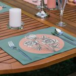 - RealHomes Özel Tasarım 6'lı Amerikan Servis Takımı - Realhomes 6'lı Pudra Yeşil Renkli Çiçek Detaylı Özel Tasarım Sunum Altlığı - Amerikan Servis Seti Realhomes