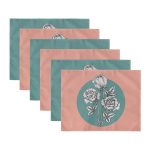 - RealHomes Özel Tasarım 6'lı Amerikan Servis Takımı - Realhomes 6'lı Pudra Yeşil Renkli Çiçek Detaylı Özel Tasarım Sunum Altlığı - Amerikan Servis Seti Realhomes