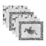 - RealHomes Özel Tasarım 6'lı Amerikan Servis Takımı - Realhomes 6'lı Siyah Beyaz Zebra Temalı Özel Tasarım Dijital Baskılı Modern Sunum Altlığı - Amerikan Servis Seti Realhomes