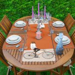 Koyu Turuncu Krem Zemin Bisikletli Adam Motifli 1 Adet Runner & 4 Adet Yeşil Renkli Amerikan Servis Realhomes