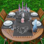 - ServisRunner-DuzRenkSet-Ryl41-Gorsel-1 - Realhomes Koyu Füme Oneline Yüz Tasarımlı 1 Adet Runner & 4 Adet Yeşil Renkli Amerikan Servis Realhomes