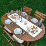 Sonbahar Temalı Kurumuş Yaprak Tasarımlı Modern 1 Adet Runner & 4 Adet Yeşil Renkli Amerikan Servis Realhomes