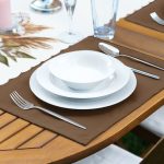 Sonbahar Temalı Kurumuş Yaprak Tasarımlı Modern 1 Adet Runner & 4 Adet Yeşil Renkli Amerikan Servis Realhomes