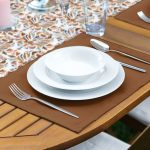 Renkli Etnik Tasarımlı Dekoratif 1 Adet Runner & 4 Adet Yeşil Renkli Amerikan Servis Realhomes