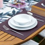 Mor Suluboya Motifli Gül Tasarımlı Modern 1 Adet Runner & 4 Adet Yeşil Renkli Amerikan Servis Realhomes