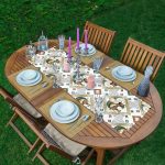 Etnik Motifli Fil Tasarımlı Dijital Baskılı 1 Adet Runner & 4 Adet Yeşil Renkli Amerikan Servis Realhomes