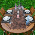 Kahve Zemin Siyah Tüy Tasarımlı 1 Adet Runner & 4 Adet Yeşil Renkli Amerikan Servis Realhomes