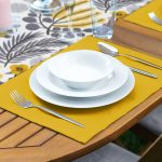 Sanatsal Tropik Yaprak Motifli Dekoratif 1 Adet Runner & 4 Adet Yeşil Renkli Amerikan Servis Realhomes